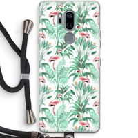 Flamingo bladeren: LG G7 Thinq Transparant Hoesje met koord
