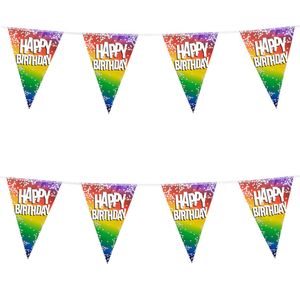 2x Stuks Boland PE vlaggenlijn - 6m - Happy birthday - Regenboog - Vlaggenlijnen