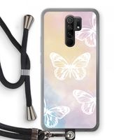 White butterfly: Xiaomi Redmi 9 Transparant Hoesje met koord