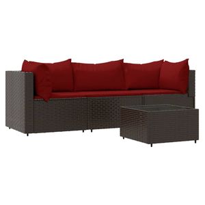 The Living Store Loungeset Allibert - Bruin - PE-rattan - Hoekbank - Middenbank - Salontafel