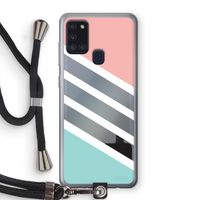 Strepen pastel: Samsung Galaxy A21s Transparant Hoesje met koord