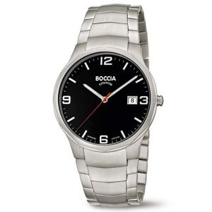 Boccia 3656-02 Horloge titanium zilverkleurig-zwart 38 mm