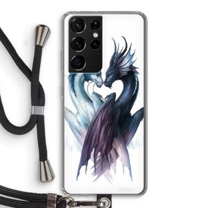 Yin Yang Dragons: Samsung Galaxy S21 Ultra Transparant Hoesje met koord