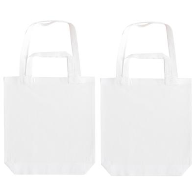 100x stuks canvas tas met dubbel hengsel - wit - 38 x 42 cm- katoen - boodschappen draagtas/shopper