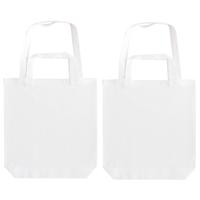 100x stuks canvas tas met dubbel hengsel - wit - 38 x 42 cm- katoen - boodschappen draagtas/shopper