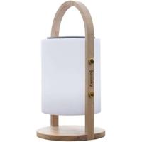 Draadloze bluetooth speakerlamp - LUMISKY - WOODY PLAY - H37 cm - Houten handvat - Dimbare witte en veelkleurige LED