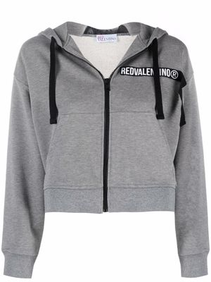 RED Valentino hoodie crop zippé - Gris