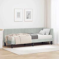 Hoekbedframe met matras Lichtgrijs 80 x 200 cm Fluweel