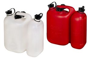 Hunersdorff Dubbele jerrycan voor brandstof | inhoud 5,5 + 3 l | rood HDPe | L316xB145xH312mm | 1 stuk - 825000 825000