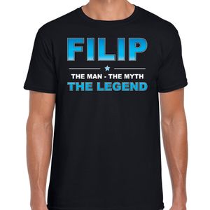 Naam cadeau t-shirt Filip - the legend zwart voor heren