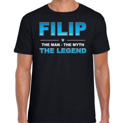 Naam cadeau t-shirt Filip - the legend zwart voor heren Naam cadeau t-shirt Filip - the legend zwart voor heren