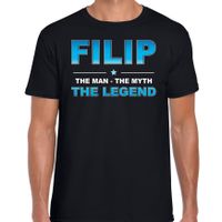 Naam cadeau t-shirt Filip - the legend zwart voor heren