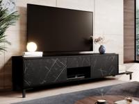 Tv-meubel MALMOSO 2 deuren 1 lade 195 cm zwart/marmer zwart