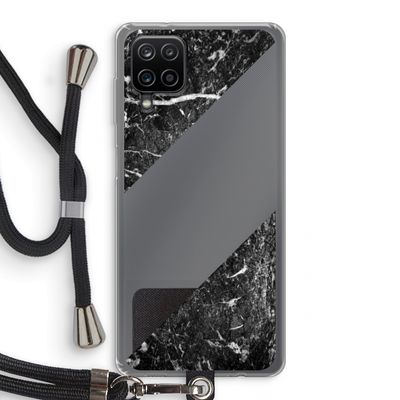 Zwart marmer: Samsung Galaxy A12 Transparant Hoesje met koord