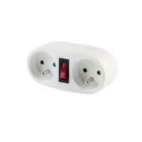 CHACON Tweedekker aansluiting 2x16A met witte schakelaar