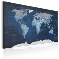 Schilderij - Wereldkaart , Donkerblauwe Wereld - thumbnail