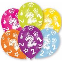 24x Stuks 2 jaar thema verjaardag ballonnen van 27 cm - Ballonnen - thumbnail