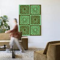 Urban Cotton Wandkleed 'Suns In Green' 110 x 145cm in Frame - black