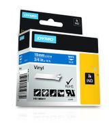 Labeltape Dymo Rhino 18054 19mmx5.5m vinyl wit op blauw - thumbnail