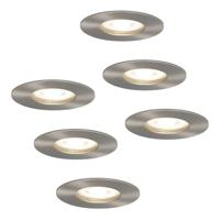 Set van 6 Bari LED inbouwspots - 5 Watt 400 lumen - 4000K neutraal wit - GU10 - Dimbaar - Rond - IP65 waterdicht - RVS - Voor binnen, buiten en badkamer