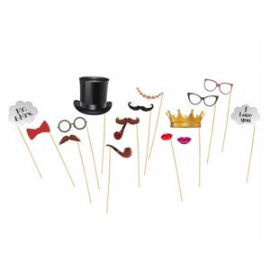 Foto props huwelijk thema set - 15x delig - op stokjes - photobooth props