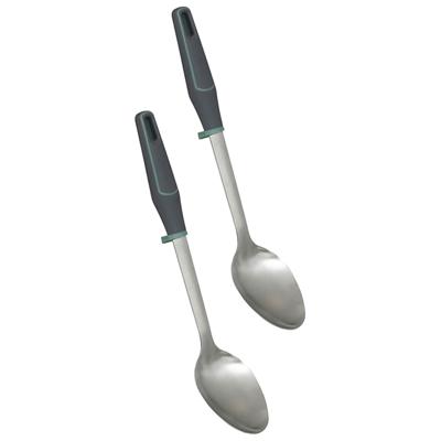 Voedsel opscheplepel - 2x - zilver - RVS - 34 cm - Keukengerei - Robuust/duurzaam