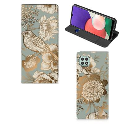 Smart Cover voor Samsung Galaxy A22 5G Vintage Bird Flowers