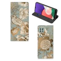 Smart Cover voor Samsung Galaxy A22 5G Vintage Bird Flowers