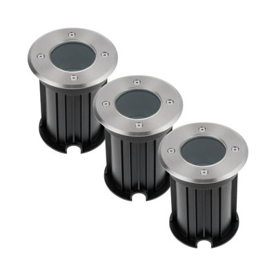 HOFTRONIC™ 3x Maisy dimbare LED Grondspot rond RVS excl. lichtbron IP67 straal waterdicht 3 jaar garantie