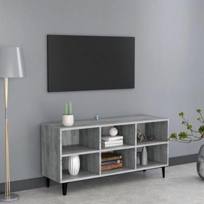 Tv-meubel met metalen poten 103,5x30x50 cm grijs sonoma eiken