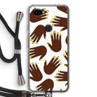 Hands dark: Pixel 3a Transparant Hoesje met koord