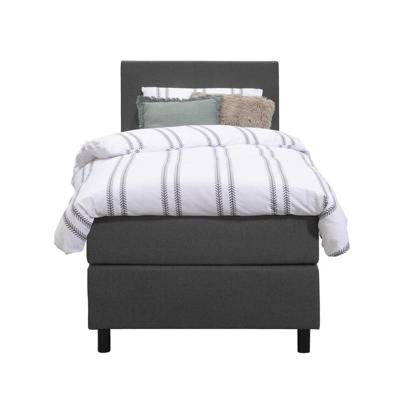 Leen Bakker - Boxspring Liv Egaal - Antraciet - 90x200 Cm - Ronde Poot - Stof - Grijs