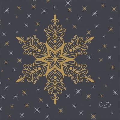 Servet l24b24 cm snowstars blck 20st Duni - Duni