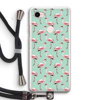 Flamingoprint groen: Pixel 3 Transparant Hoesje met koord