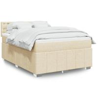 Boxspring met matras stof crèmekleurig 140x200 cm