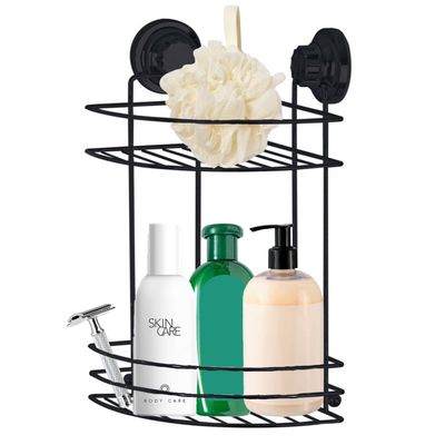 Doucherekje - hoek-model - 2-laags - zwart - H30 cm - metaal