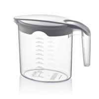 Maatbeker - kunststof - transparant - 1000 ml - mengbeker - deksel willekeurige kleur