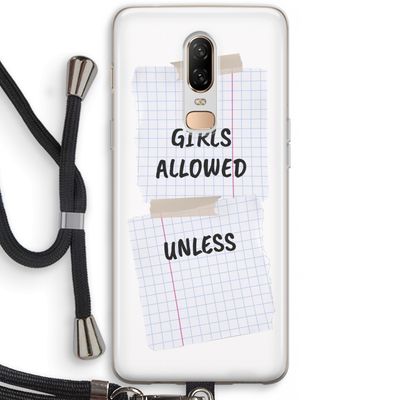 No Girls Allowed Unless: OnePlus 6 Transparant Hoesje met koord
