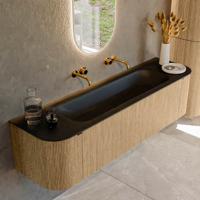 Badmeubel Mondiaz Kurve | 170 cm | Meubelkleur Oak | Wastafelkleur Urban | Midden spoelbak | Zonder kraangaten