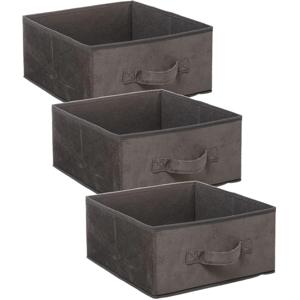 Opbergmand/kastmand - Set van 3x stuks - grijs - 14 liter - 31 x 31 x 15 cm - Opbergboxen - Vakkenka