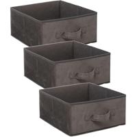 Opbergmand/kastmand - Set van 3x stuks - grijs - 14 liter - 31 x 31 x 15 cm - Opbergboxen - Vakkenka