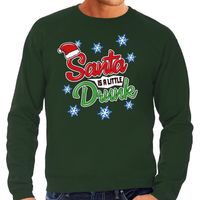 Foute Kersttrui Santa is a little drunk groen voor heren - thumbnail