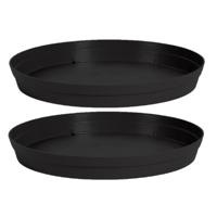 EDA Bloempot onderschaal Toscane - 4x stuks - kunststof - antraciet - D23 cm - opvangschalen