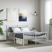 Bedframe met hoofd- en voeteneinde metaal wit 120x200 cm