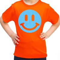 Verkleed T-shirt voor meisjes - smiley - oranje - carnaval - feestkleding voor kinderen - thumbnail