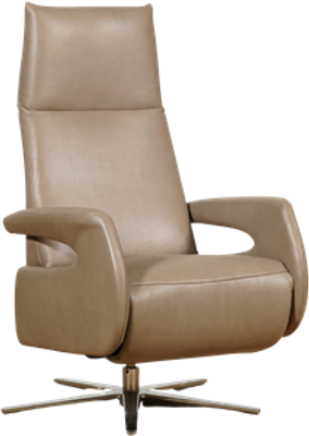 Taupe leren moderne relaxfauteuil Note - met stervoet chroom - zithoogte laag - Granada leer Taupe (taupe leer)