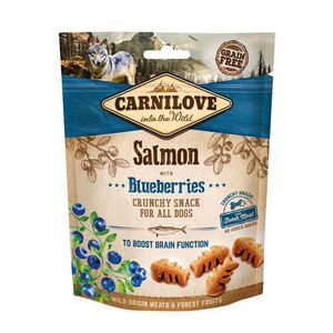 CARNILOVE CRUNCHY SNACK ZALM / BLAUWE BES 200 GR