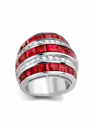Pragnell bague Manhattan en platine sertie de diamants et rubis - Argent