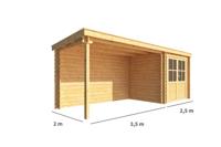 Blokhut met overkapping Els 600 cm bij 200 cm diep Lessenaarsdak - Warentuin collection