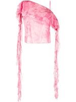 Blumarine blouse volantée en soie à design asymétrique - Rose